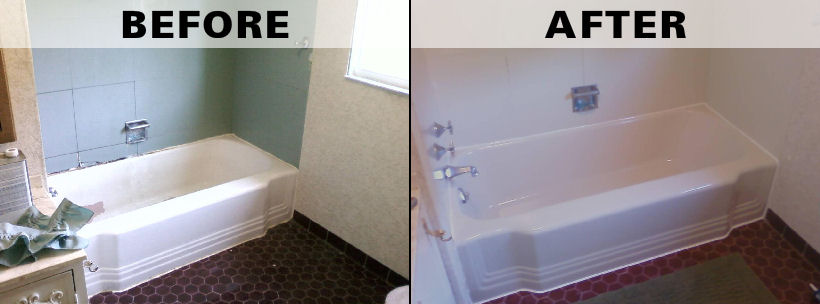 If your bathtub looks like the one on the left, we can turn it into the one on the right just one day!